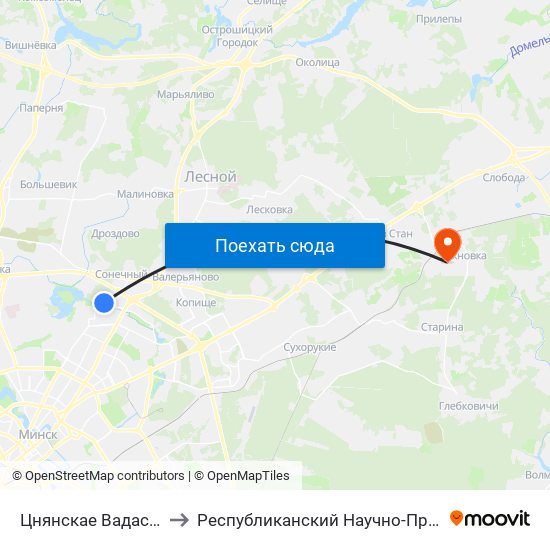 Цнянскае Вадасховішча (Цнянское Водохранилище) to Республиканский Научно-Практический Центр Медицинской Экспертизы И Реабилитации map