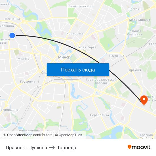Праспект Пушкіна to Торпедо map