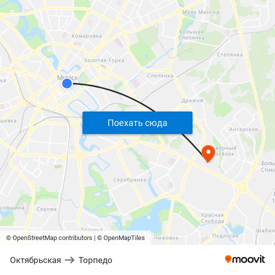 Октябрьская to Торпедо map
