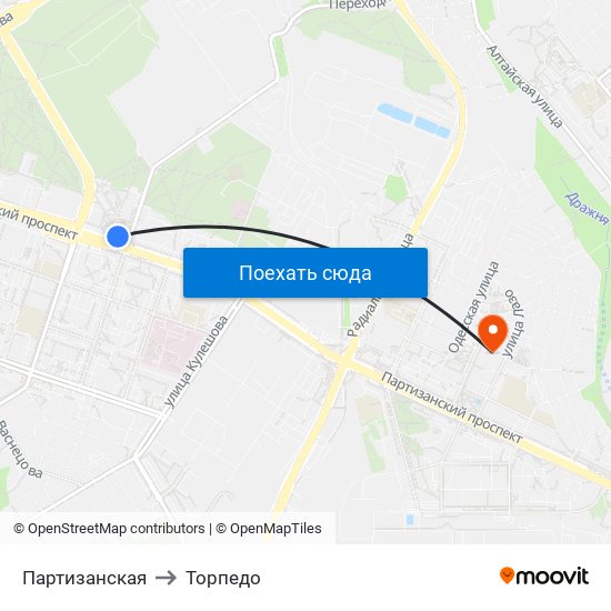 Партизанская to Торпедо map