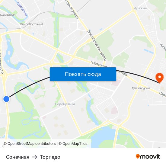 Сонечная to Торпедо map