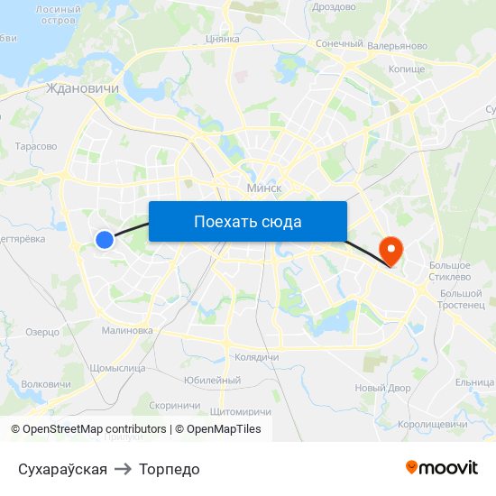 Сухараўская to Торпедо map