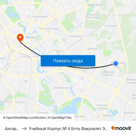 Ангарская-3 to Учебный Корпус № 4 Бгпу Факультет Эстетического Образования map