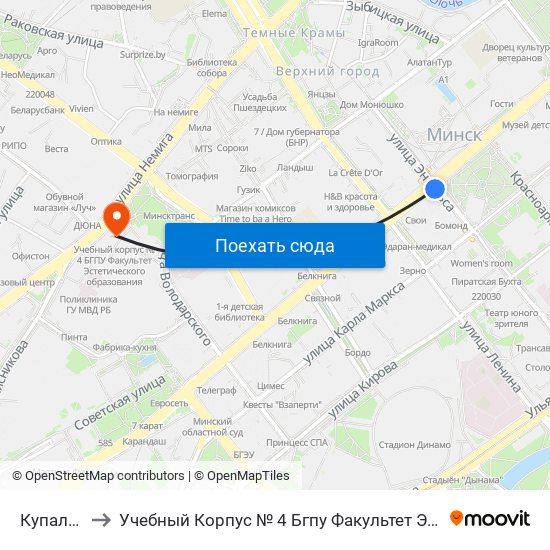 Купаловская to Учебный Корпус № 4 Бгпу Факультет Эстетического Образования map