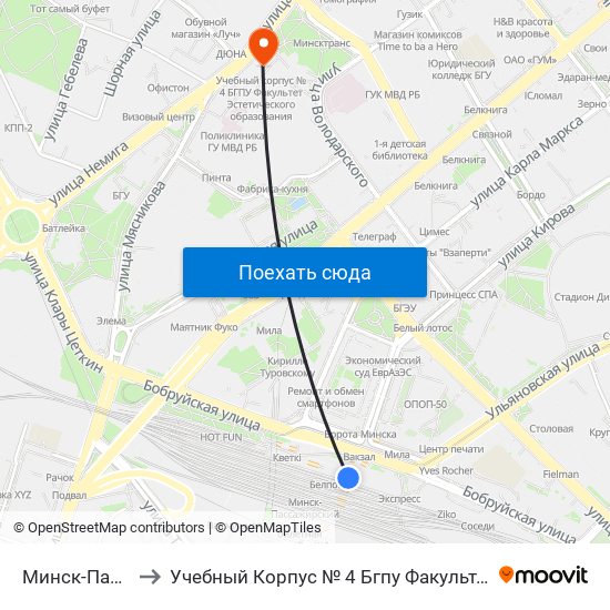 Минск-Пассажирский to Учебный Корпус № 4 Бгпу Факультет Эстетического Образования map