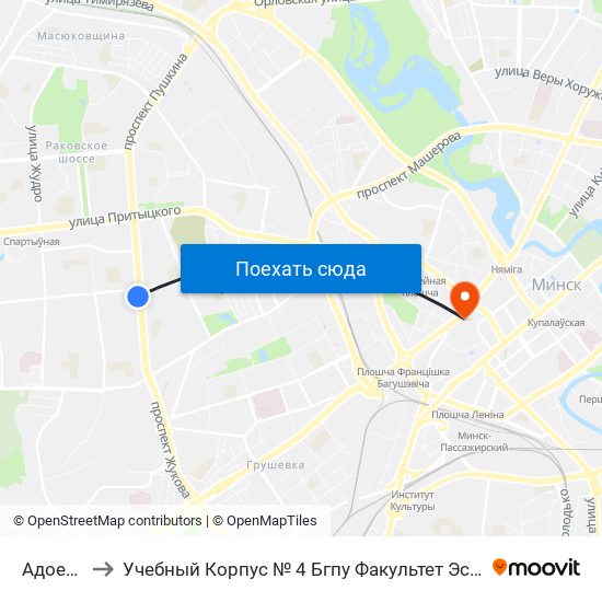 Адоеўскага to Учебный Корпус № 4 Бгпу Факультет Эстетического Образования map