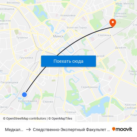 Медкалледж to Следственно-Экспертный Факультет Академии Мвд map