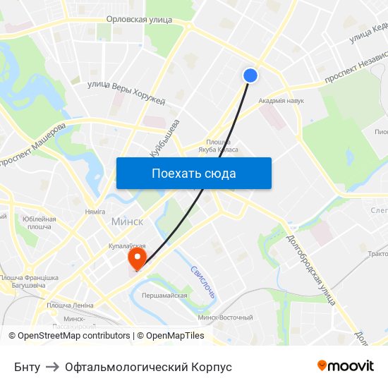 Бнту to Офтальмологический Корпус map