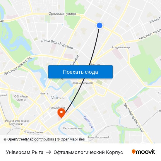 Універсам Рыга to Офтальмологический Корпус map