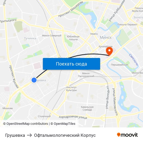 Грушевка to Офтальмологический Корпус map