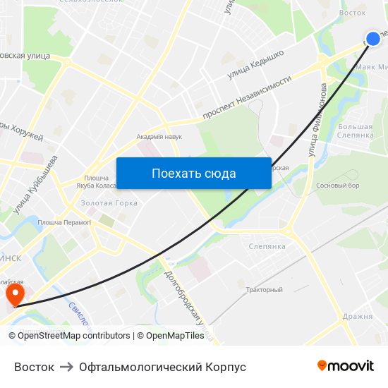 Восток to Офтальмологический Корпус map