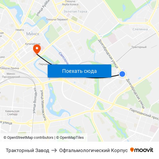 Тракторный Завод to Офтальмологический Корпус map