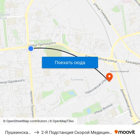 Пушкинская Ст.М. to 2-Я Подстанция Скорой Медицинской Помощи map