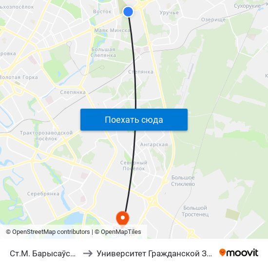 Ст.М. Барысаўскі Тракт to Университет Гражданской Защиты Мчс map