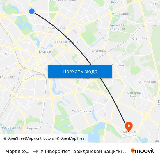 Чарвякова to Университет Гражданской Защиты Мчс map