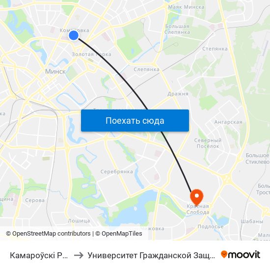 Камароўскі Рынак to Университет Гражданской Защиты Мчс map