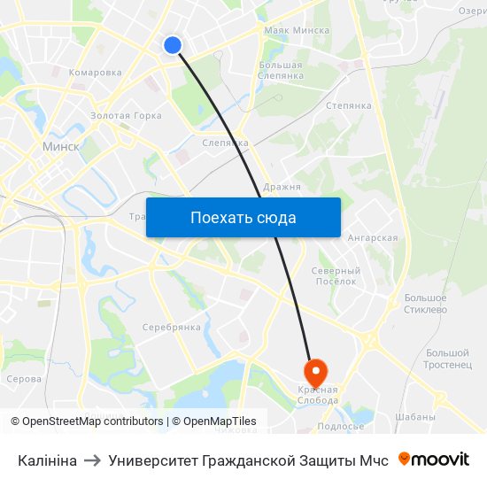 Калініна to Университет Гражданской Защиты Мчс map