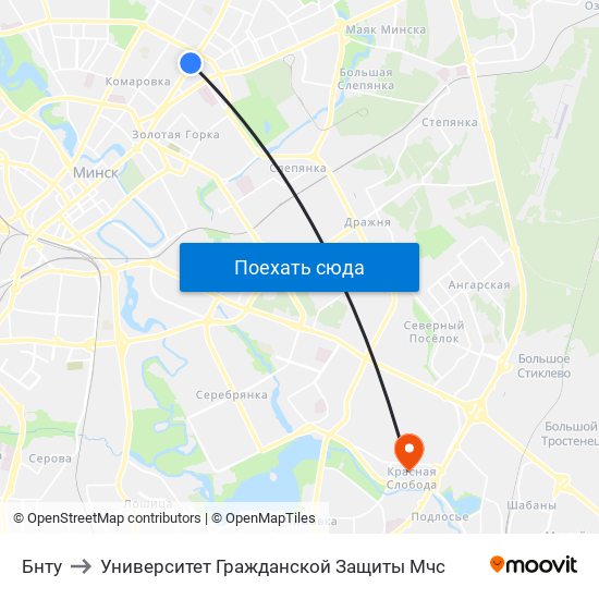 Бнту to Университет Гражданской Защиты Мчс map