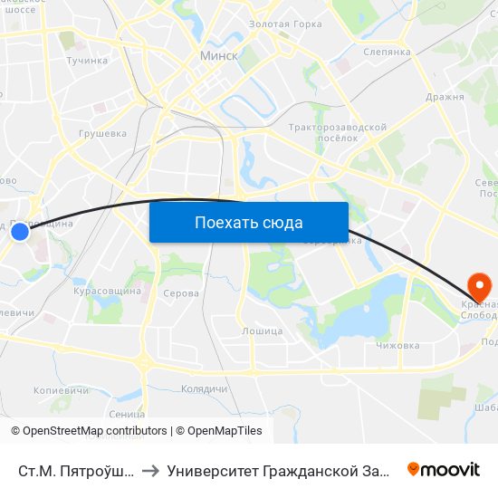 Ст.М. Пятроўшчына to Университет Гражданской Защиты Мчс map