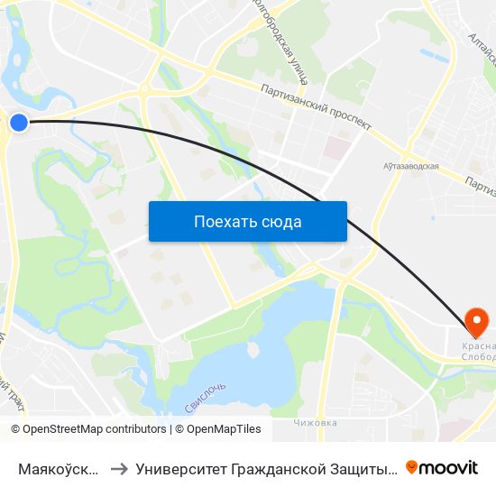 Маякоўскага to Университет Гражданской Защиты Мчс map