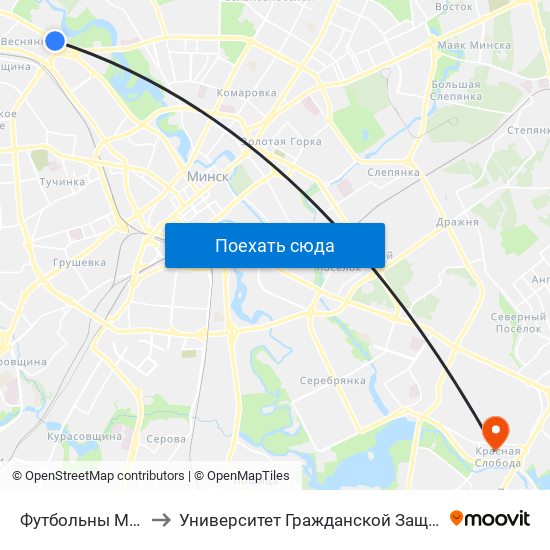 Футбольны Манеж to Университет Гражданской Защиты Мчс map