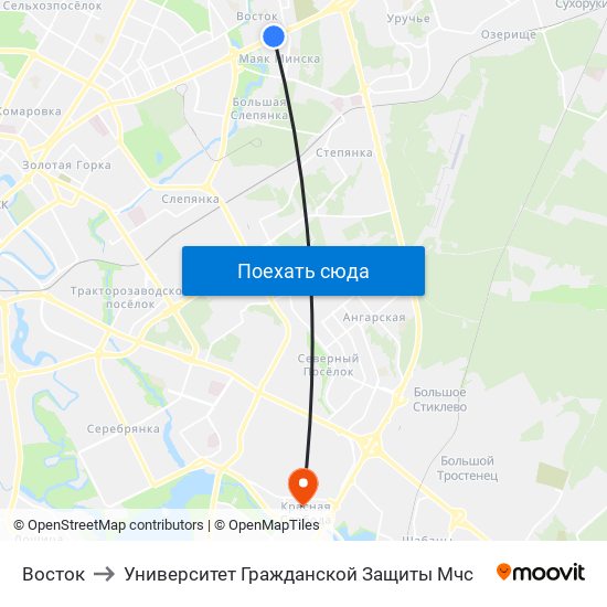 Восток to Университет Гражданской Защиты Мчс map