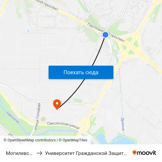 Могилевская to Университет Гражданской Защиты Мчс map