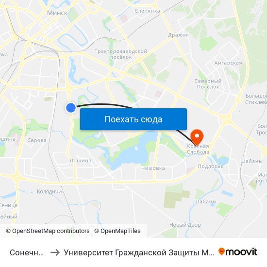 Сонечная to Университет Гражданской Защиты Мчс map