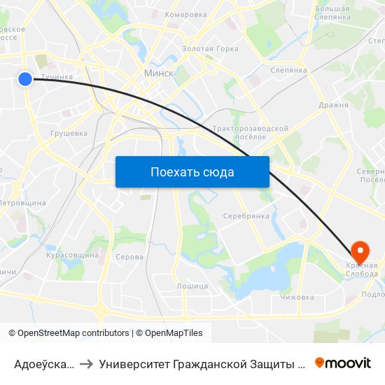 Адоеўскага to Университет Гражданской Защиты Мчс map