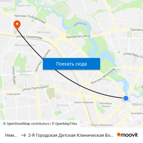 Немига to 2-Я Городская Детская Клиническая Больница map