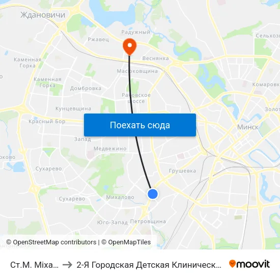 Ст.М. Міхалова to 2-Я Городская Детская Клиническая Больница map