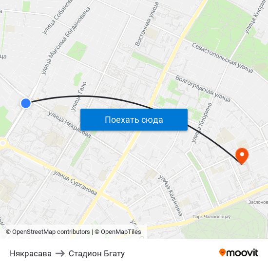 Някрасава to Стадион Бгату map