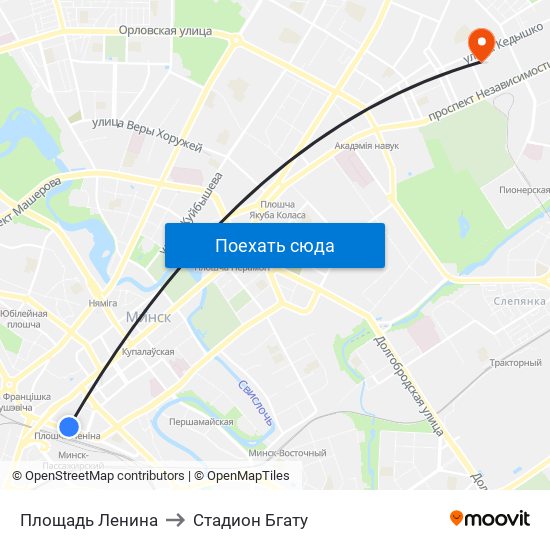 Площадь Ленина to Стадион Бгату map