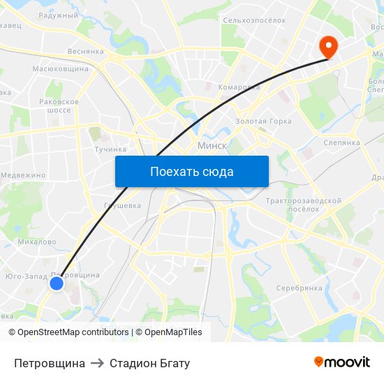 Петровщина to Стадион Бгату map