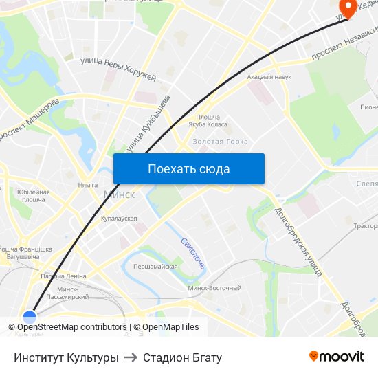 Институт Культуры to Стадион Бгату map