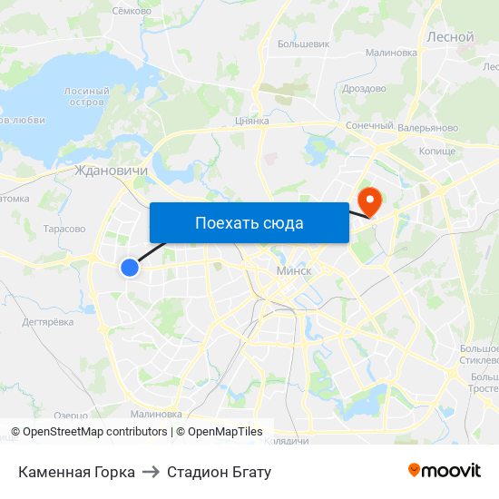 Каменная Горка to Стадион Бгату map