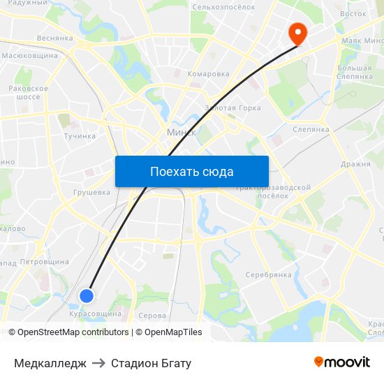 Медкалледж to Стадион Бгату map