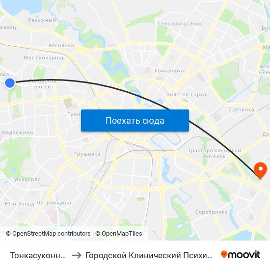 Тонкасуконны Камбінат to Городской Клинический Психиатрический Диспансер map