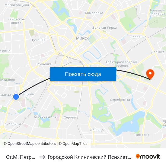 Ст.М. Пятроўшчына to Городской Клинический Психиатрический Диспансер map