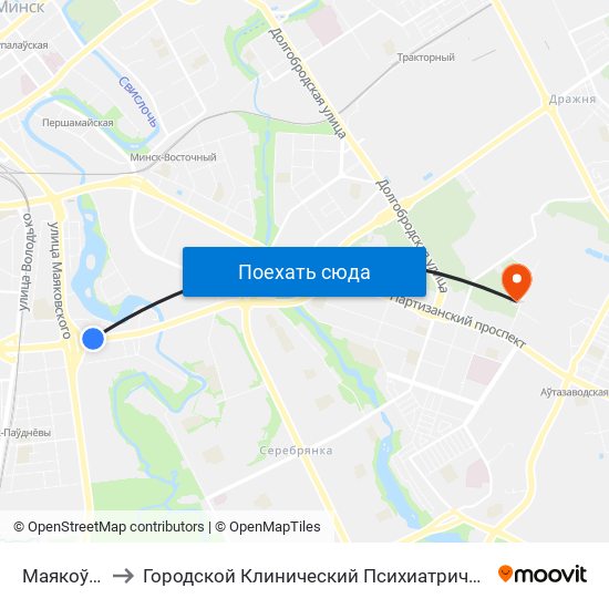 Маякоўскага to Городской Клинический Психиатрический Диспансер map