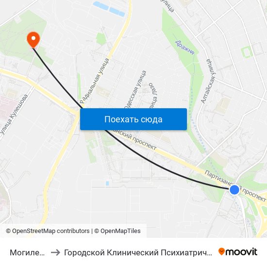 Могилевская to Городской Клинический Психиатрический Диспансер map