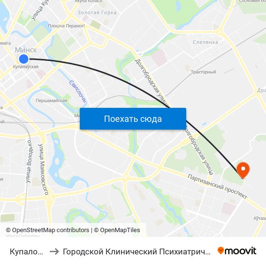 Купаловская to Городской Клинический Психиатрический Диспансер map