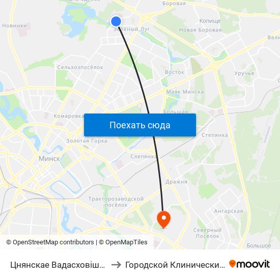 Цнянскае Вадасховішча (Цнянское Водохранилище) to Городской Клинический Психиатрический Диспансер map