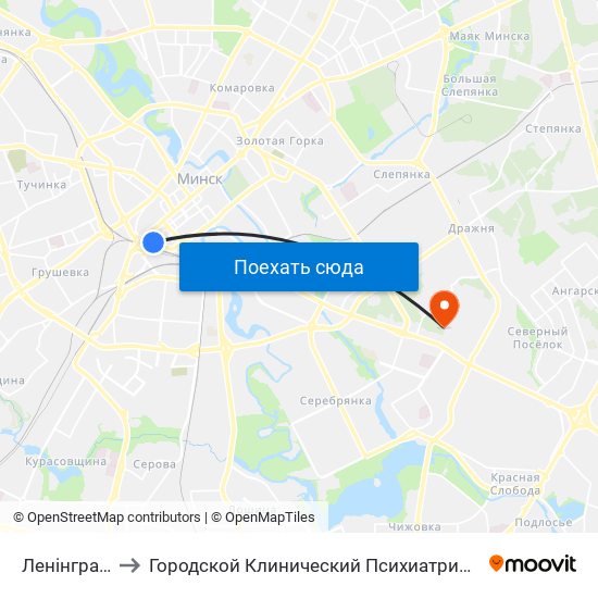 Ленінградская to Городской Клинический Психиатрический Диспансер map