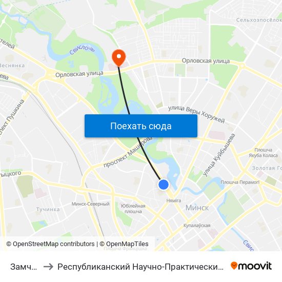 Замчышча to Республиканский Научно-Практический Центр „Мать И Дитя“ map