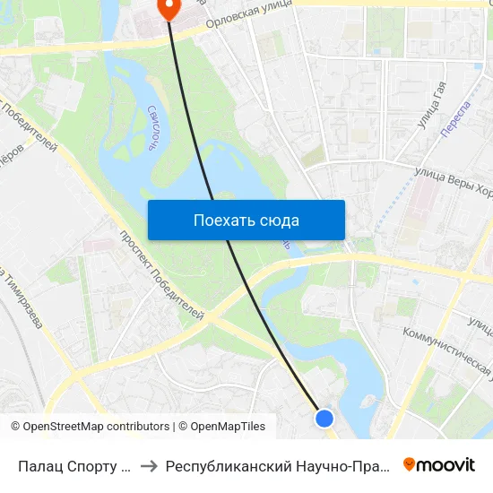 Палац Спорту (Дворец Спорта) to Республиканский Научно-Практический Центр „Мать И Дитя“ map