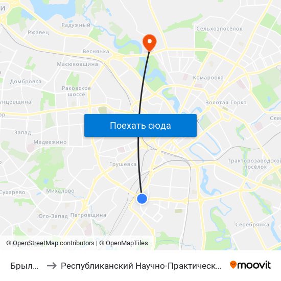 Брылеўская to Республиканский Научно-Практический Центр „Мать И Дитя“ map