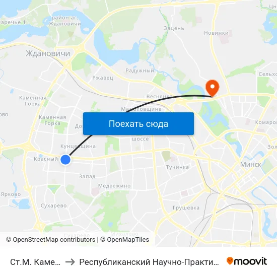 Ст.М. Каменная Горка to Республиканский Научно-Практический Центр „Мать И Дитя“ map