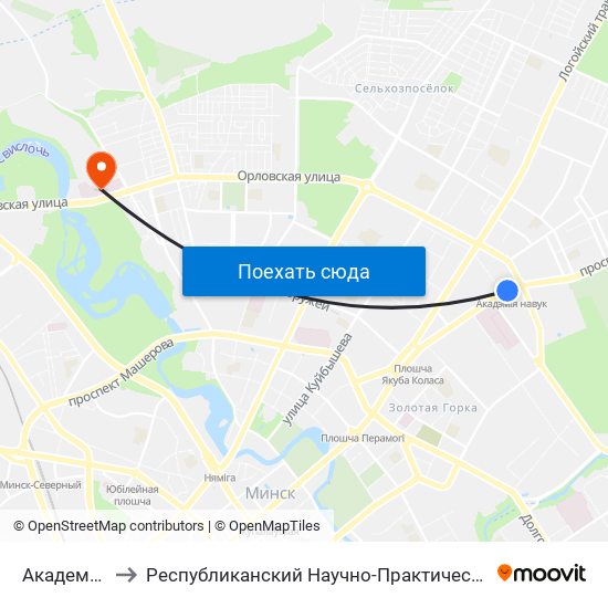 Академия Наук to Республиканский Научно-Практический Центр „Мать И Дитя“ map