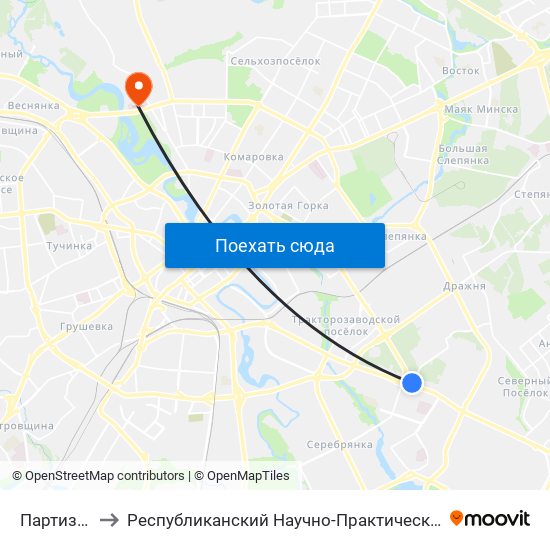 Партизанская to Республиканский Научно-Практический Центр „Мать И Дитя“ map